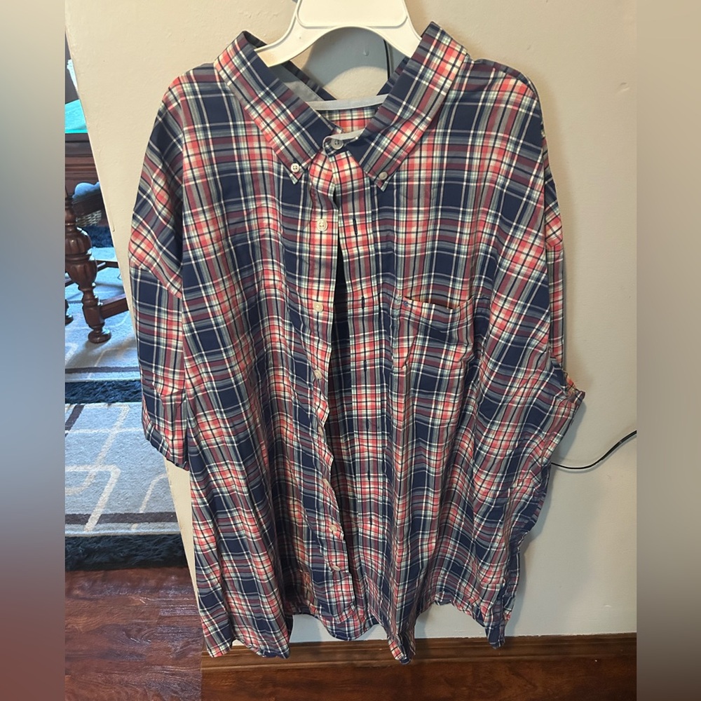 IZOD 4XL Button Down Shirt Red Blue